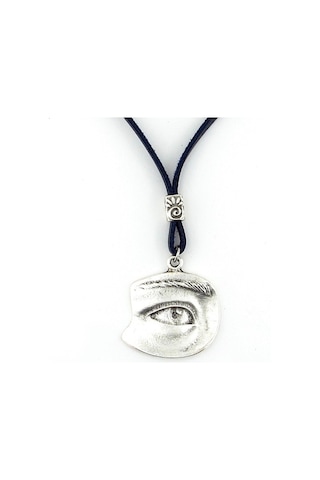 Solfera Tek Göz Her Şeyi Gören Göz Lacivert Deri Metal Erkek Kolye Q0589 Pembe