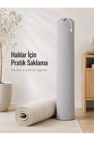 Beylini 3 Ölçülü 6'lı Halı Hurcu Lastikli Nefes Alabilir Kokmaz Tela Lastikli Halı Kılıfı Poşeti Ambalajı Taşınma Çantası Yorgan Çamaşır Yastık Saklama Torbası Gri Renk