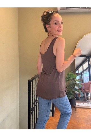 Ali Butik Kahve Kalın Askılı Viskon Atlet