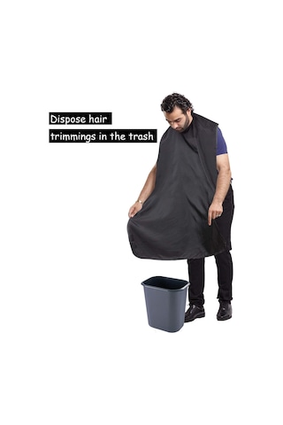 Folinda Erkekler İçin Sakal Tıraş Apronu - Saç Ve Sakal Tespit Edici, Giysileri Temiz Tutar, Yeniden Kullanılabilir, Su Geçirmez, Hediye Seçeneği Siyah
