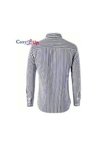 Rahat Up Erkekler Rahat Polar Şerit Gömlek Termal Düğme Yukarı Uzun Kollu Sıcak Gömlek Erkekler İçin Mavi