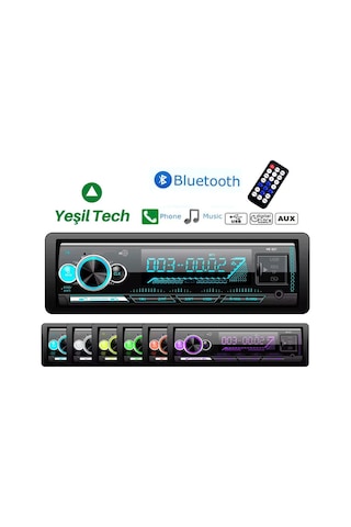 Exvol Araba Oto Teyp 7 Renk Çift Usb Sd Aux Bletooth Çift Amfi