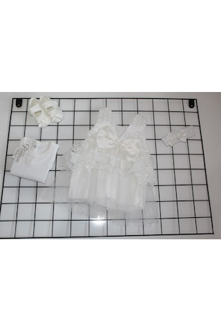 Ponpon Baby O-6 Ay Kız Bebek Nota Nakışlı Mevlüt Takım Beyaz