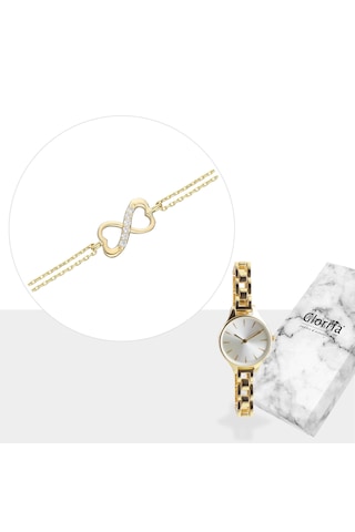 Glorria Altın Sonsuzluk Bileklik - Hediye Seti N11.17359 Altın - Yeşil