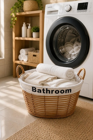 2 Adet Kulplu Banyo Sepeti Çamaşır Toplama Ve Düzenleme Sepeti Kumaş Astarlı Banyo Organizeri Kahverengi