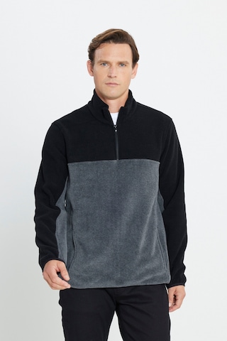 AC&Co / Altınyıldız Classics Erkek Siyah-Antrasit Standart Fit Günlük Rahat Çift Renkli Polar Spor Sweatshirt 4A5221100015SSAS