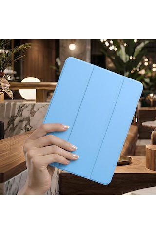 İpad Pro 13 2024 İçin Uyumlu Smart Kalem Bölmeli Standlı Kılıf Kapaklı Kılıf