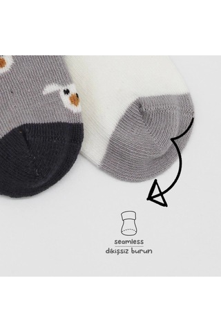 Bistyle Love Dog Penye Soket Çorap 2'li Bs10118 Gri Gri