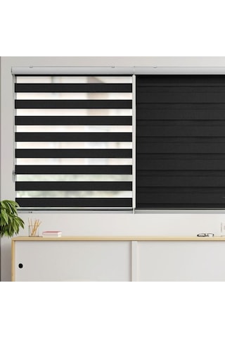 Siyah Stor Zebra Perde Oygusuz Siyah
