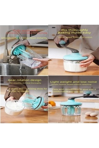 Didadodo Yumurta Mikseri Yeşil - Yarı Otomatik El Çırpma Çırpıcı Yeşil, Ergonomik Kolu İle Yeşil