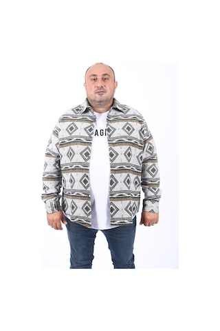 Moc Grande MocGrande Büyük Beden Oduncu Gömlek Gray Wolves 22213
