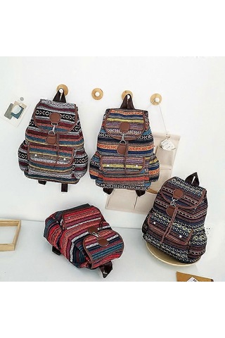 Ganzhoushop Kadın Omuz Çantası Açık Hava Seyahat Günlük Sırt Çantası Öğrenci Okul Çantasıkırmızı Çok Renkli