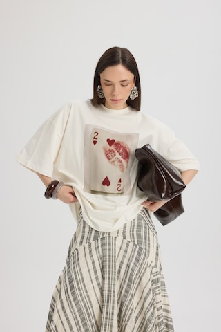 Mai Studios Co. Two Of Hearts Oversize Beyaz T-shirt BEYAZ
