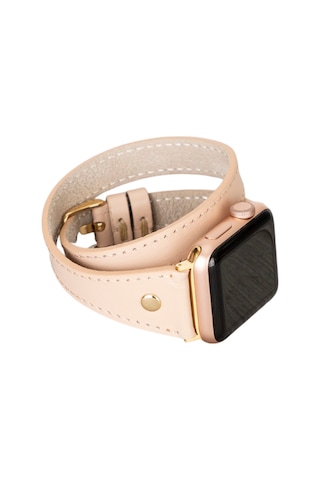 Bouletta Apple Uyumlu  Watch Deri Kordon 42-44-45mm Slim Double Tour GT NU1 Pembe