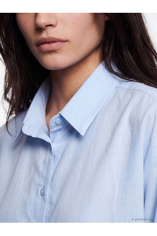 Lcw Vision Mavi Oversize Poplin Kadın Gömlek
