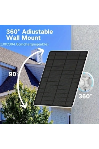 Besthome1 Beyaz 5w Güneş Paneli Şarj Cihazı Mikro Usb, Ip65 Su Geçirmez, 360 Dönümlü, 305m Kablo