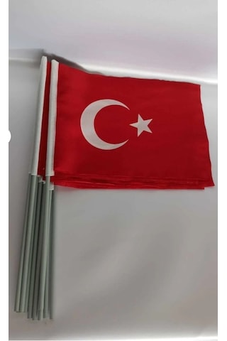 Plastik Sopalı Alpaka Bez Bayrak 20x30 Cm Tören Ve Kutlama Bayrağı 1 Adet Tek Ebat