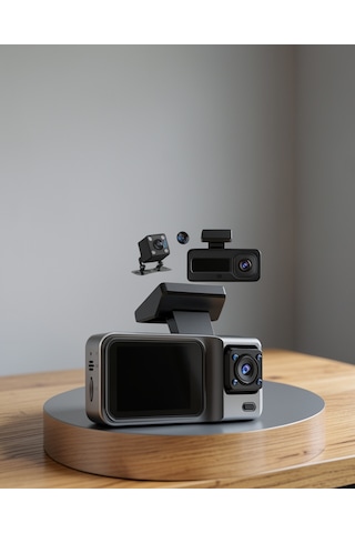 Araç Kamerası 360 Kapsamlı Full Hd Ön Arka İç Kamera Wi-fi