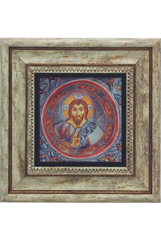 Kapadokya Göreme Karanlık Kilise Freski - Pantokrator İsa Mesih Baskılı Taş Tablo 20x20