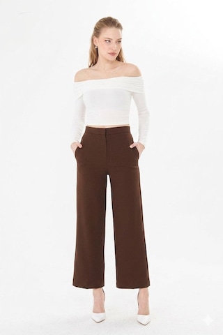 Sortie Collection Yüksek Bel Bol Paça Pantolon Kahverengi