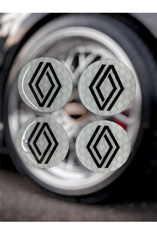 Renault Jant Göbeği Damla Etiket 4 Lü Oto Universal Jant Göbeği 3d Jant Arması Damla Sticker Seti2 Çok Renkli