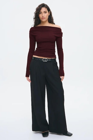 Madmext Bordo Kadın Off Shoulder Uzun Kollu Bluz Mg2567 Bordo