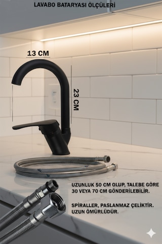 02-44 Lavabo Banyo Bataryası Robot Duş Takımı Musluk Armatür Siyah Beyaz Krom Gold Renkler Siyah