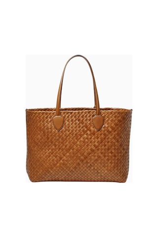 Aspinal Of London Large Island Kahverengi Woven Deri Tote Çanta, Zamansız Ve Şık Omuz Çantası