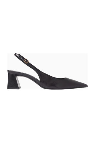 Schutz Rhonda 63 Siyah Rugan Deri Ayarlanabilir Slingback, Lüks Topuklu Ayakkabı