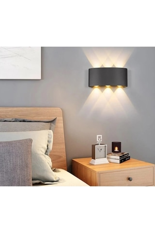 Dekoratif Çift Yönlü Duvar Aydınlatma Led Aplik Gün Işığı Siyah