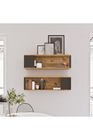 Robinhome Robin Home Atlantis Duvar Rafı Kitaplık 2'Li Set As18-A