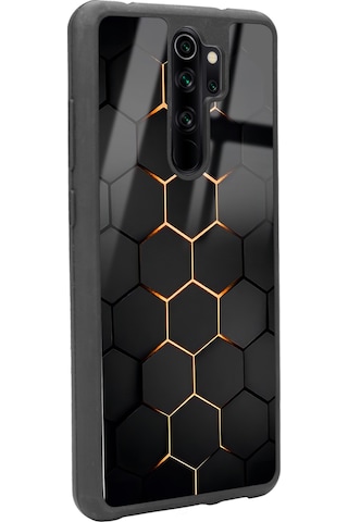 Xiaomi Redmi Note 8 Pro Yellow Carbon Tasarımlı Glossy Telefon Kılıfı Siyah