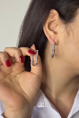 Silver Kaplama Düz Çelik Küpe Silver