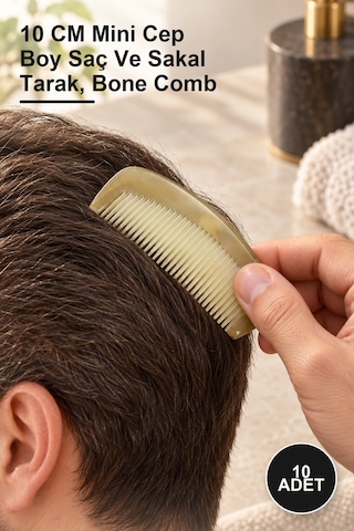 10 Adet Kemik Tarak 10 Cm Mini Cep Boy Saç Ve Sakal Tarak, Bone Comb
