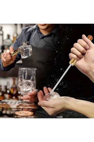 Willowhaven Ahşap Saplı Paslanmaz Çelik Buz Kırıcı - Brown+black - Mutfak Bar Piknik