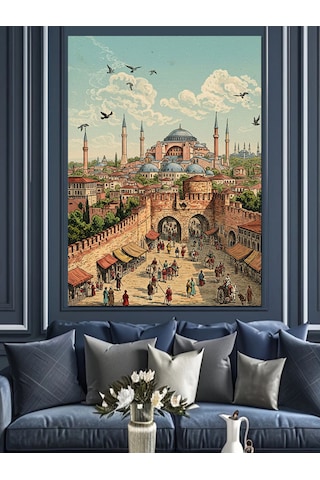 Kalabalık Ayasofya Camii İstanbul Dekoratif Kanvas - Mdf Ahşap Tablo