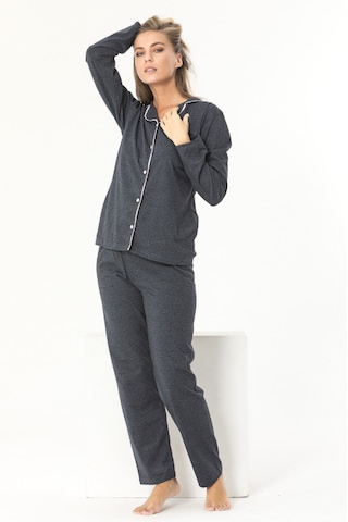 Gömlek Uzun Kol Antrasit Pijama Takımı Antrasit