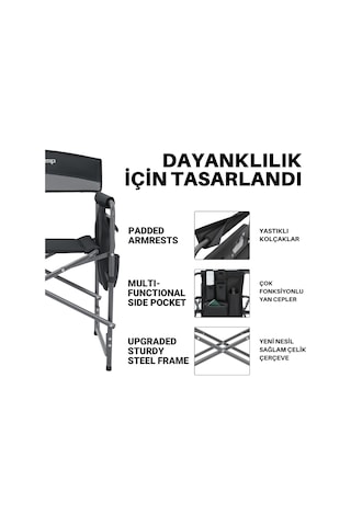 Kingcamp Ash Comfort Katlanır Kamp Sandalyesi Grey Gri