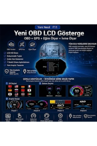 Ally F11 Obd2 + Gps Head Up Display Hud Dijital Hız Göstergesi- 5775 1