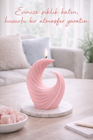 Dekoratif Lüks Soya Mum, El Yapımı Doğal Mum Uzun Yanma Süreli Şık Ev Hediyesi, Ev Süsü Pembe 300 G Pembe