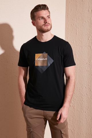 Buratti Baskılı Bisiklet Yaka % 100 Pamuk Slim Fit Erkek T Shirt 646R3940 Siyah