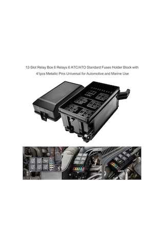 Fastbuy 12 Yuvalı Röle Kutusu Standart Sigorta Tutucu Bloğu, 41 Adet Metalik Pimli Evrensel Otomotiv Ve Denizcilik İçin 1