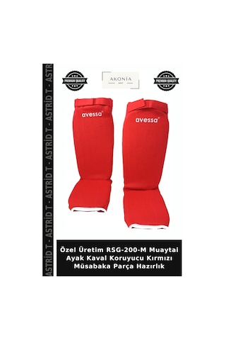 Özel Üretim Rsg-200-m Muaytai Ayak Kaval Koruyucu Kırmızı Müsabaka Parça Hazırlık