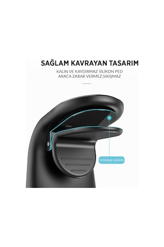 Juo Havalandırma Izgarası İçin Manyetik Mıknatıslı Telefon Tutucu + 2 Adet Manyetik Plaka Siyah