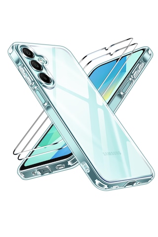 Samsung Galaxy Uyumlu A16 Şeffaf Silikon Kılıf + 2 Adet Ekran Koruyu