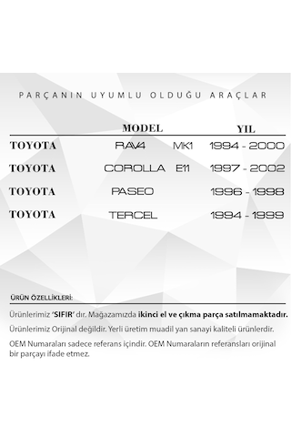 Toyota Rav4. Corolla Uyumlu. Paseo. Tercel için Kontak Şaftı Kilit Silin