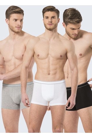 Türen 175 Erkek 3'Lü Boxer-Beyaz&Sıyah&Grı - 2Xl
