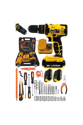 Staxx Power STX1070MB Kömürsüz Motor 58 V Samsung Çift Akülü Darbeli Matkap + 30 Parça