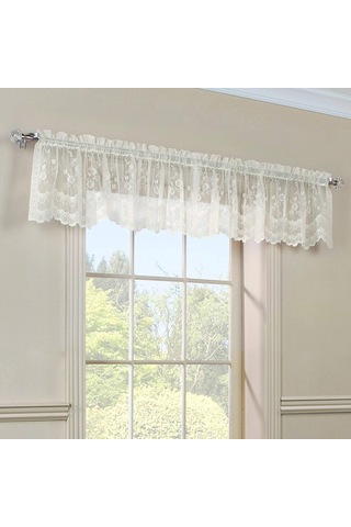 Lexroo Home Fashions Mona Lisa Jakarlı Fistolu Dantel Saçak, 56 X 15 Beyaz