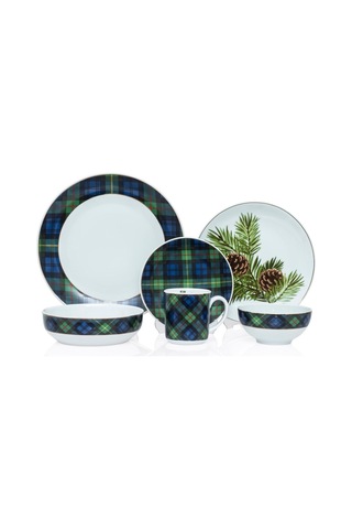 Zm Decor Ekose Yeşil Tabak 17 Cm